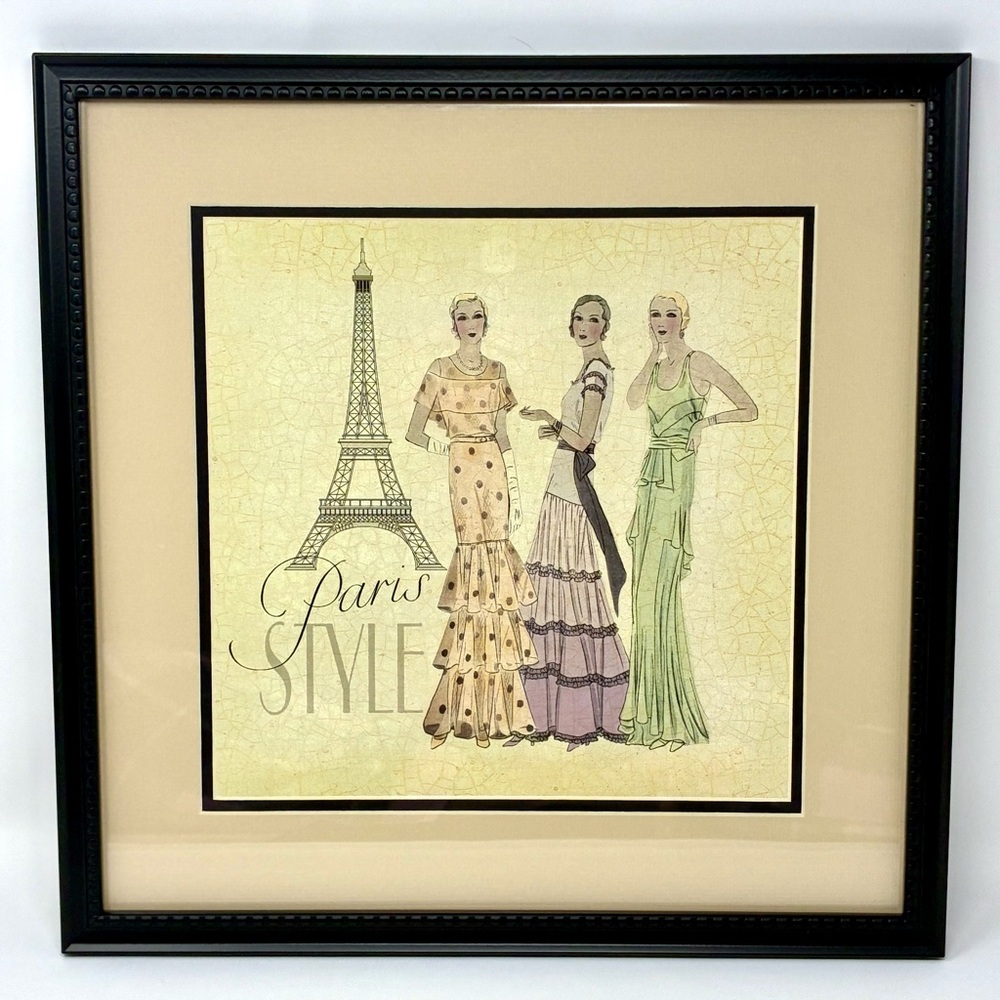 Framed Art Print “Paris Style” Parisian Style Fashion Eiffel Tower Retro Design